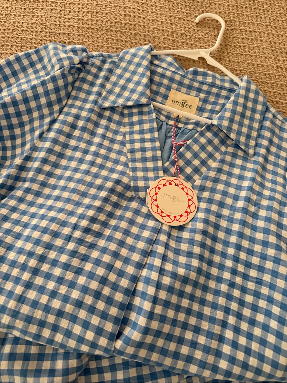 Umgee Blue and White Gingham Dress NWT - Picture 2 of 16